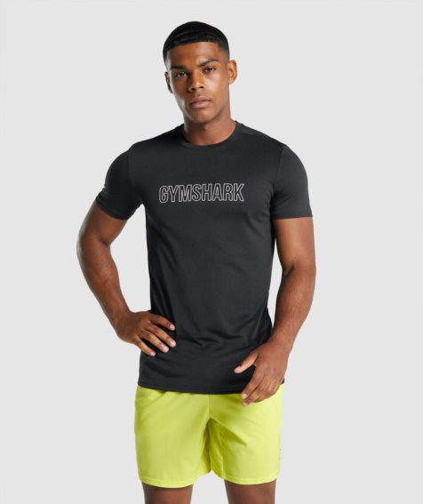 Men's Gymshark Arrival Graphic T-Shirts Black | CA 17853D